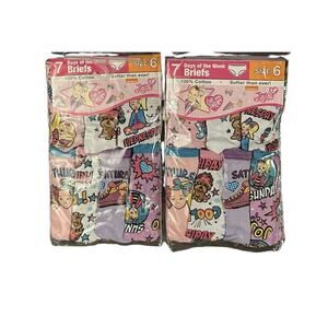 JoJo Siwa Girls Underwear 7-Pack Briefs Days of the Week 100% Cotton Sz 6 2 Pks